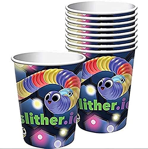 Slither.io כוסות נייר עיצוב - 9 עוז. / צבעים | חבילה של 8